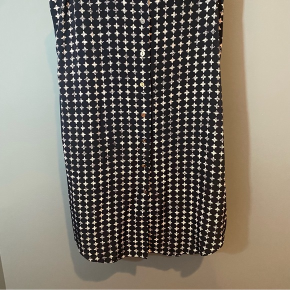 Alfani Blue/White Diamond Printed Button Up Sleeveless Dress - Picture 3 of 6